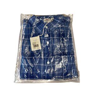 NWT Faherty Linen Ventura Button Down Shirt Blue Multi Plaid Mens Medium MWR1701